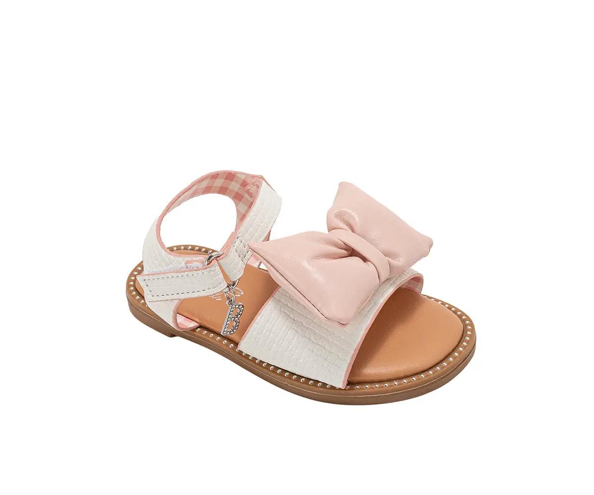 Bebe Toddler Girl's Fashion Sandal - Comfy Dressy Shoes With Puffy Bow And Hanging Charm 1