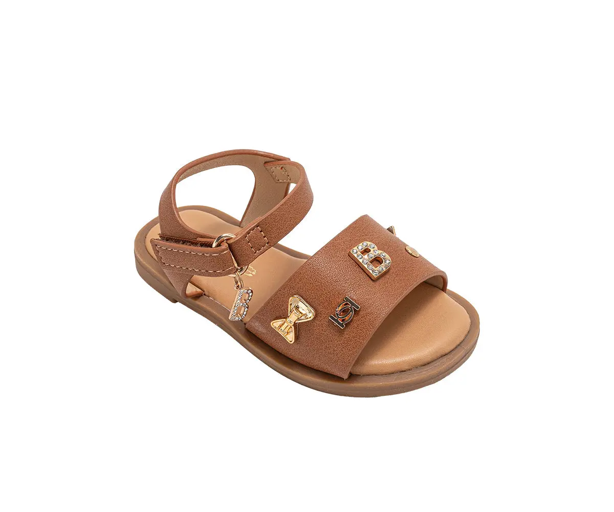 Bebe Toddler Girl's Fashion Sandals - Dressy Shoes With Decorative Metal Charm 1