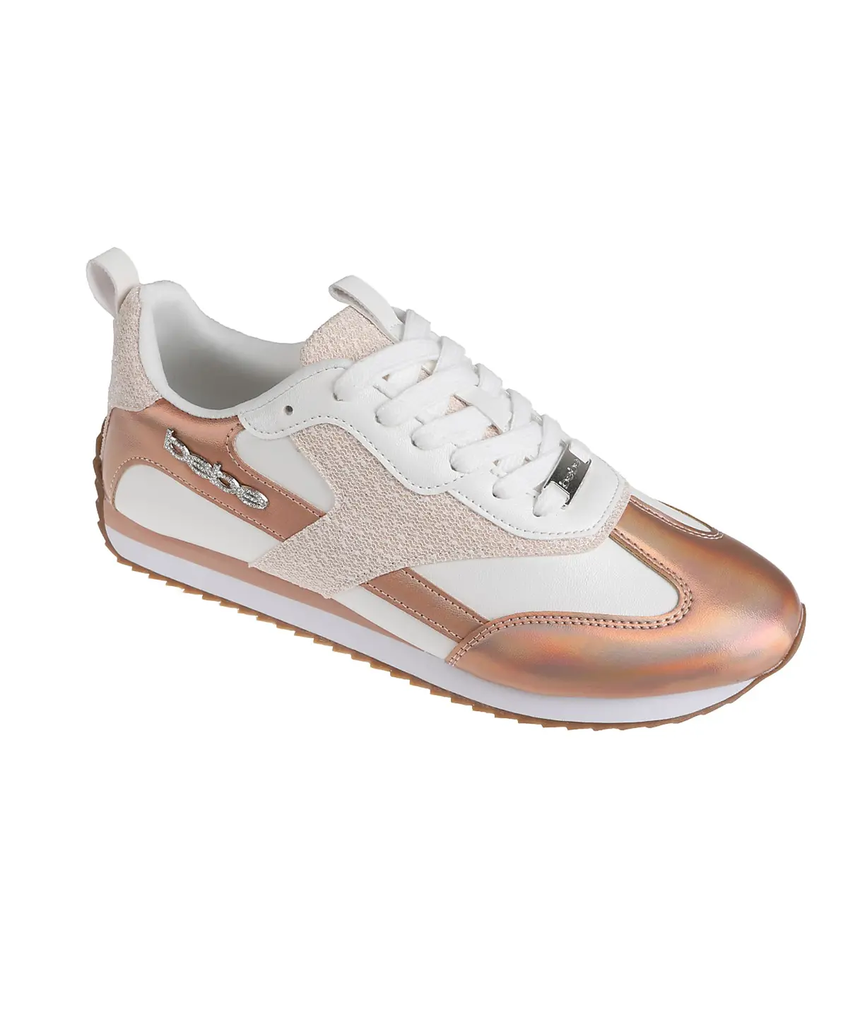 Bebe Women's Sneaker With Lurex Upper And Bebe Rhinestone Hardware 1