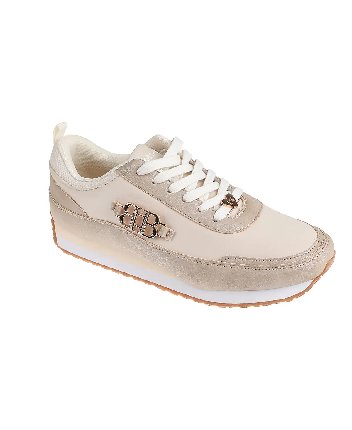 Bebe Women's Sneaker With Nylon/Suede Pu Upper And Large Ornament Detail 1