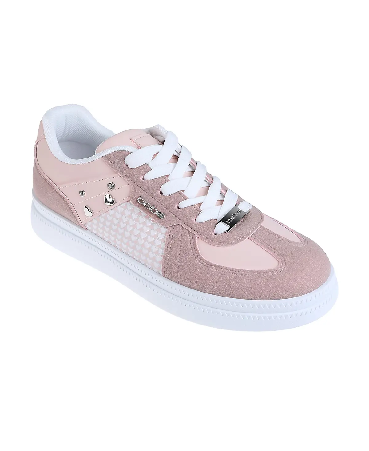 Bebe Women's Sneaker With Bebe Hardware, Novelty Charms, Heart Print 1