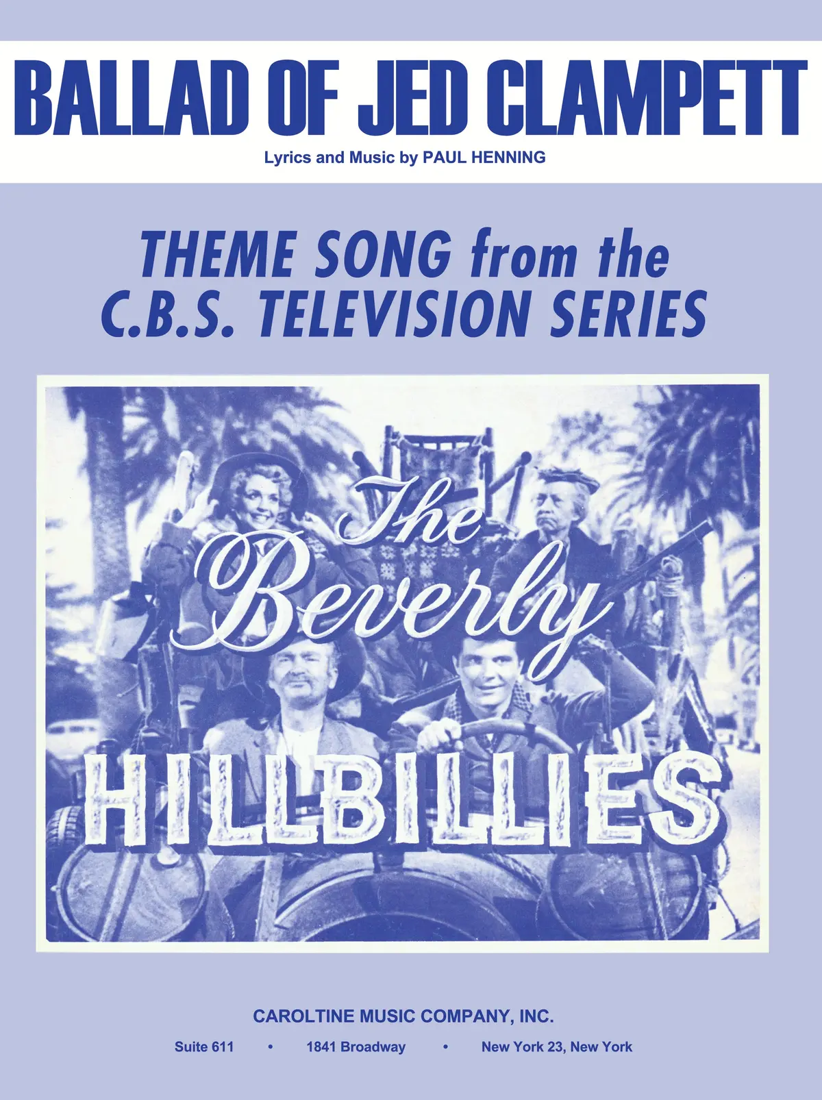 The Beverly Hillbillies - The Ballad Of Jed Clampett - Sheet Music By Paul Henning. 1