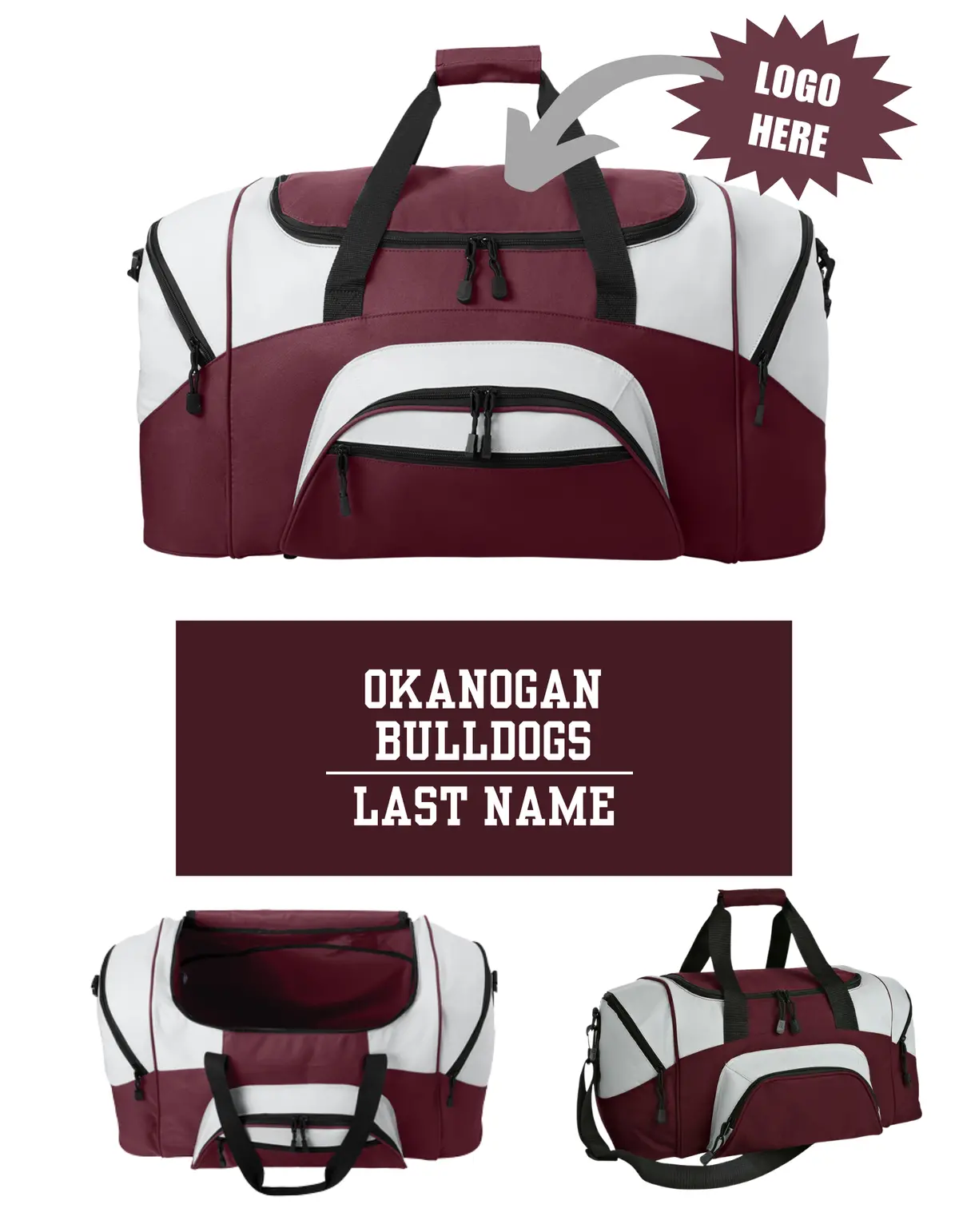 Okanogan Bulldogs Small Duffel Bag 1