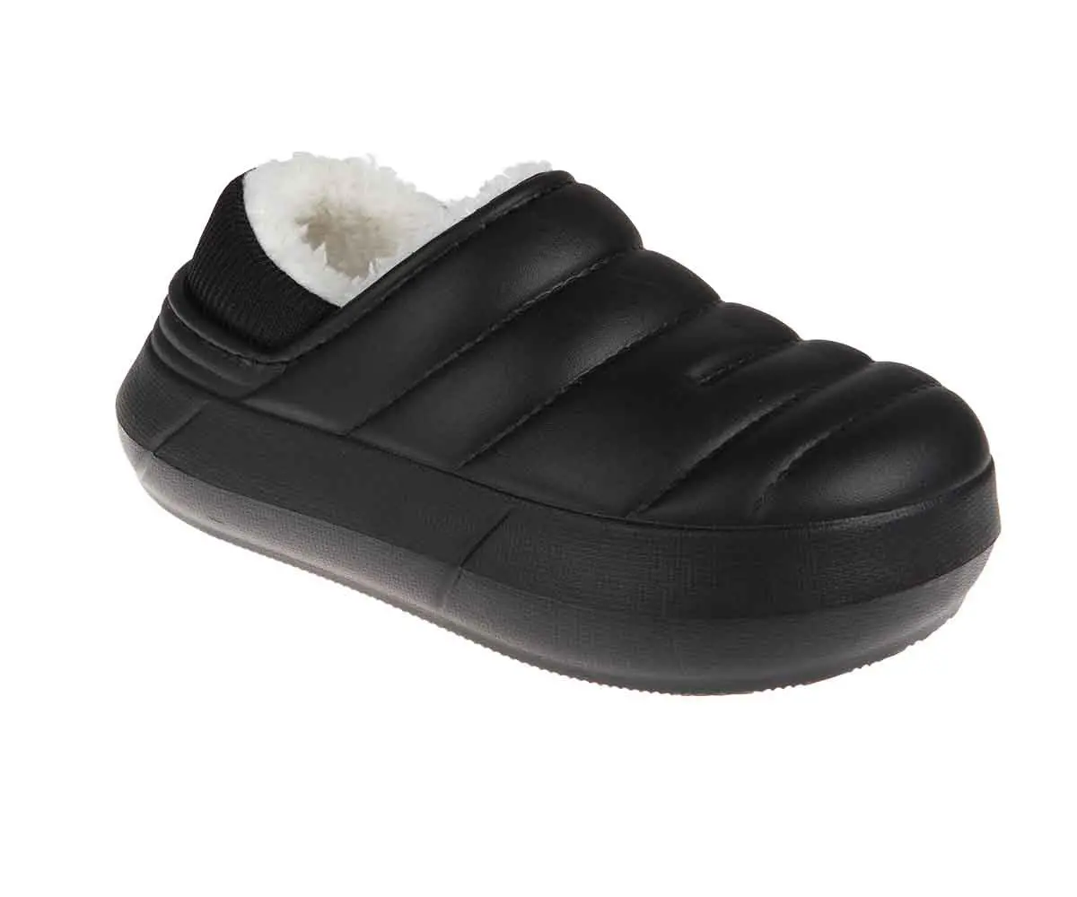 Foamwalk Boy's And Toddler Boy's Comfortable Eva Puffy Fur Lined Clog With Sherpa Lining, Fall Indoor And Outdoor Clogs Boys/Toddler 1