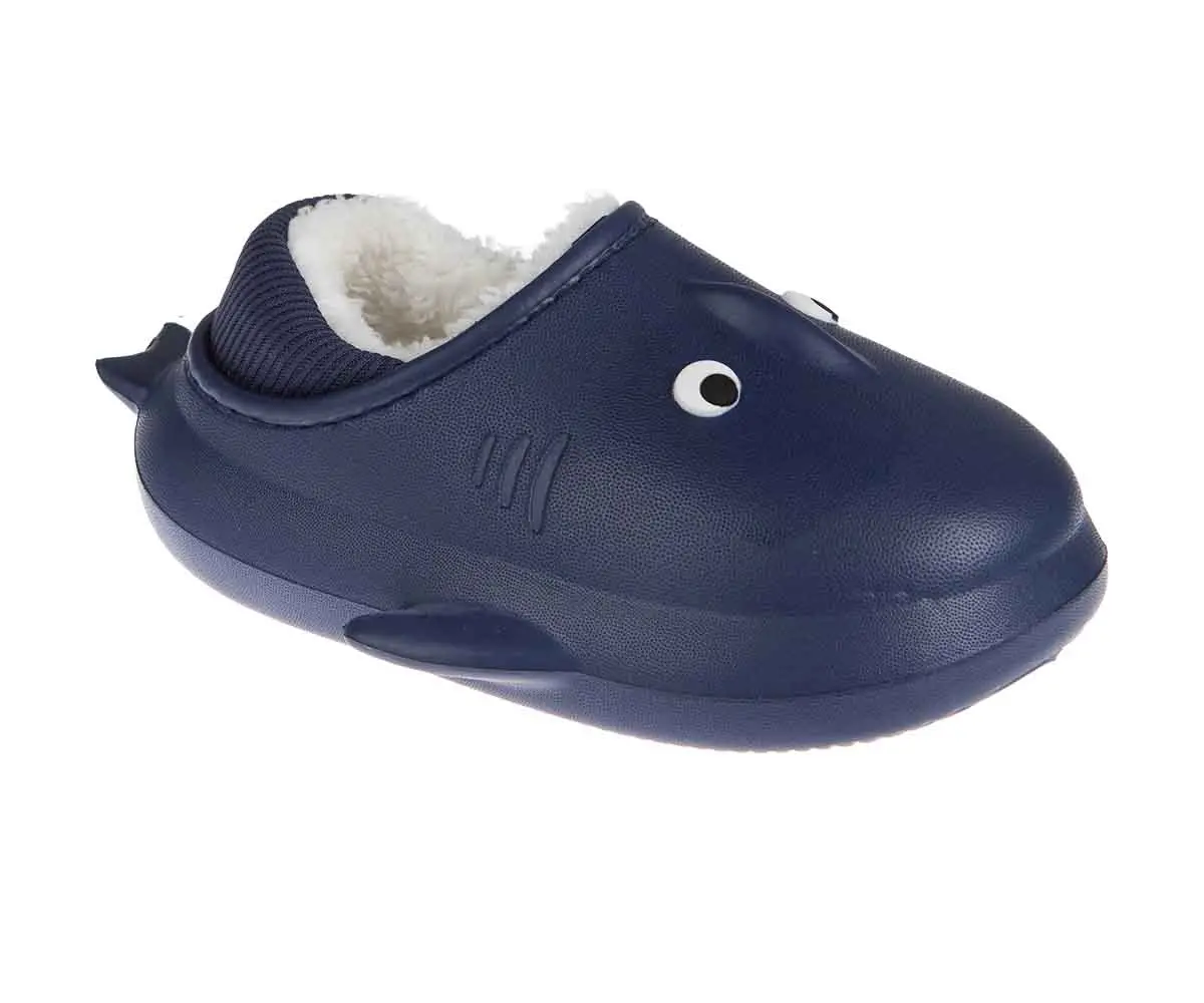 Foamwalk Toddler Boy's Novelty Clogs With Sherpa And Fur Lining - Cute Shark And Dog Clogs For Toddler 1