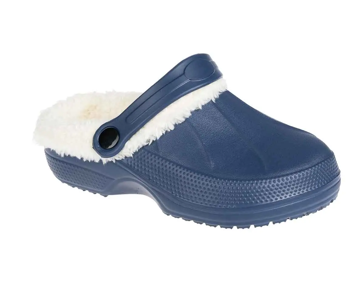 Foamwalk Toddler Boy's Furry Little Solid Clog With Sherpa Lining - Toddler Classic Lined Clog 1