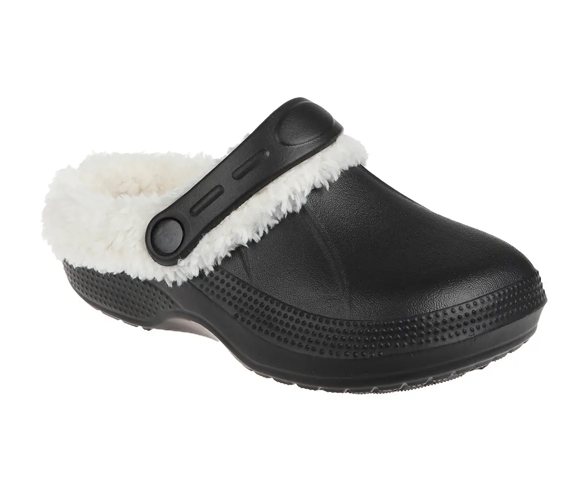 Foamwalk Girl's Cutie Lightweight Classic Solid Sherpa-Lined Furry Clog - Warm Fleece & Stylish Clogs For Girls 9
