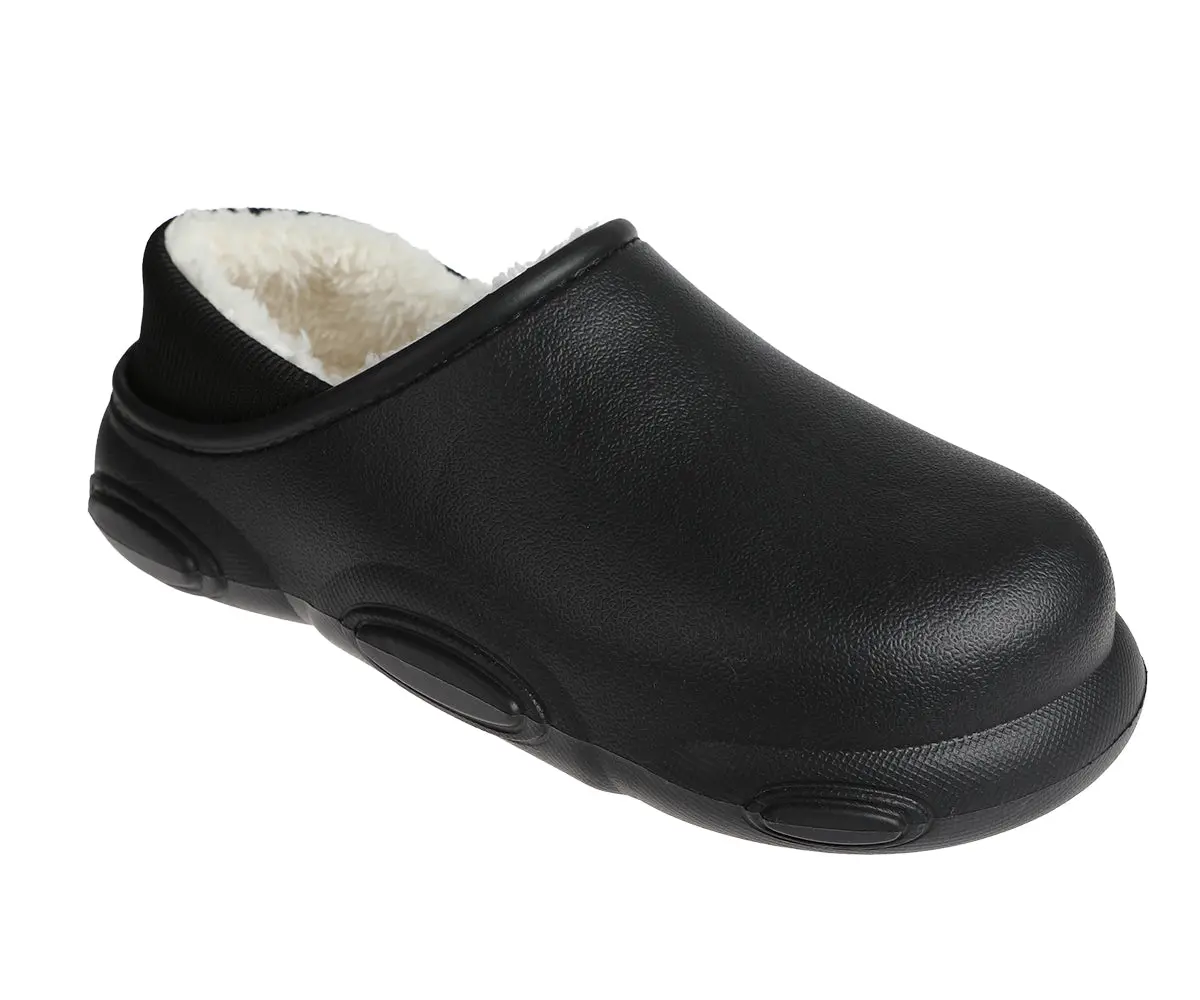 Foamwalk Men's Soft And Comfortable Eva Clog With Faux Fur Lining And Fabric Heel - Furry Clogs For Men 1