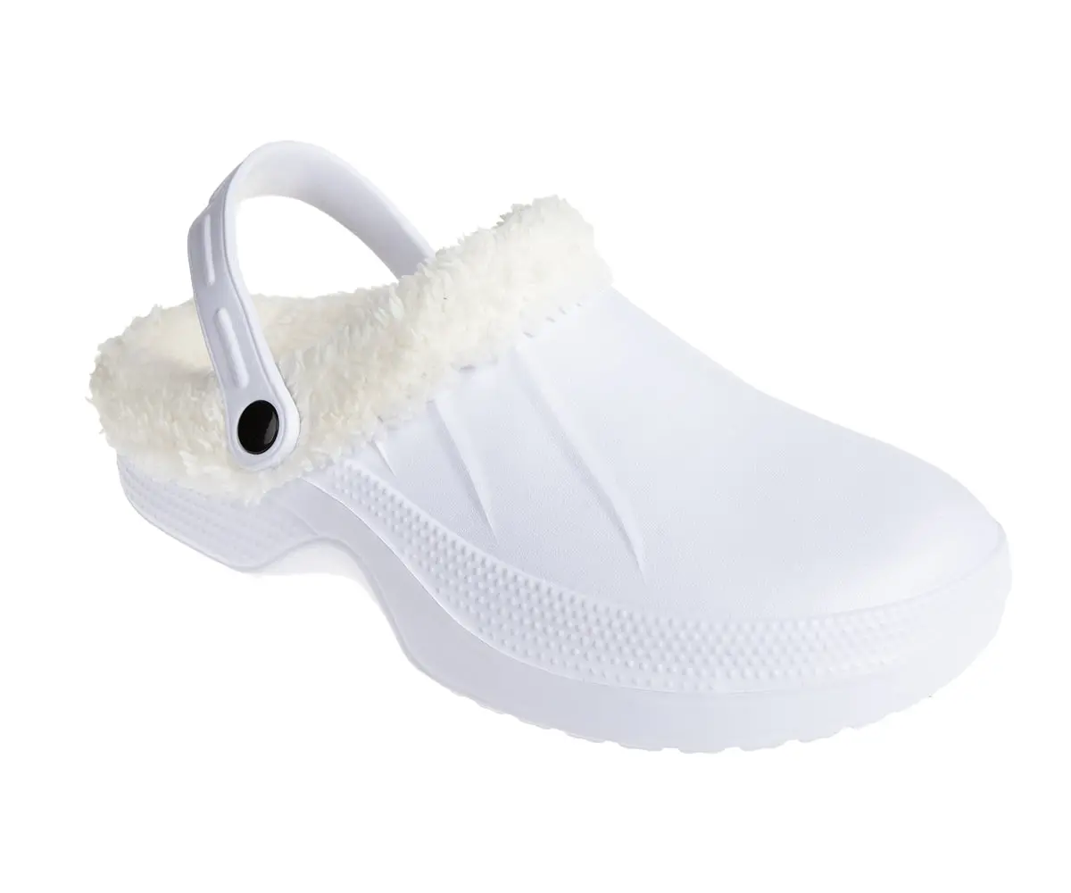 Foamwalk Women's Comfortable Furry Solid And Bubble Heel Platform Clogs With Faux Fur Lining - Fur Lined Clogs For Women 1