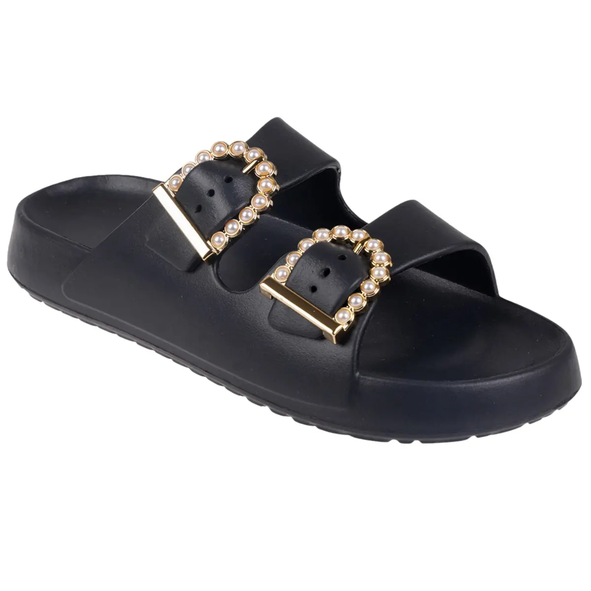 Foamwalk Womens' Sandals - Comfortable Double Buckle Beach Slides, Everyday Women's Slide Sandals 1