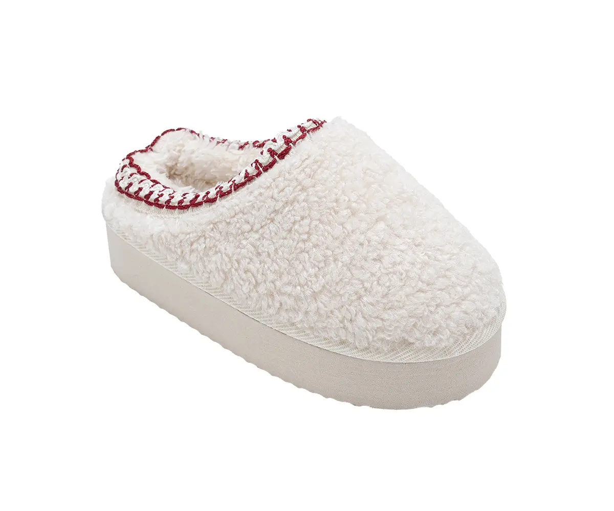 Kensie Girls' Sherpa Slippers – Fuzzy Indoor House Slippers For Kids, Cozy Slip-On Warm Shoes For Little Kid/Big Kid 1