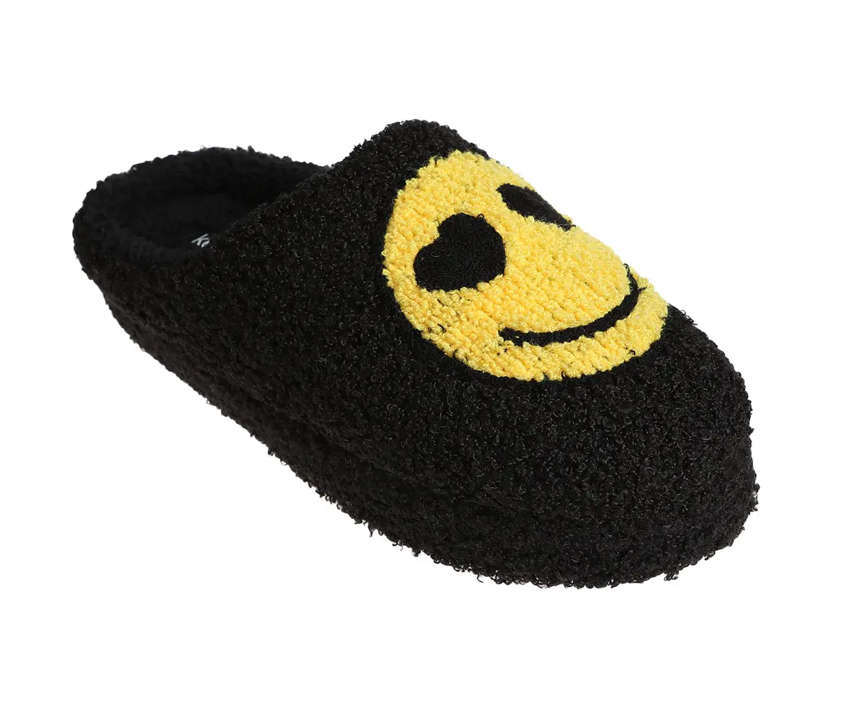 Kensie Women's Fuzzy Smiley Face Slipper, Comfy Indoor Outdoor Closed Toe House Slippers For Women 1