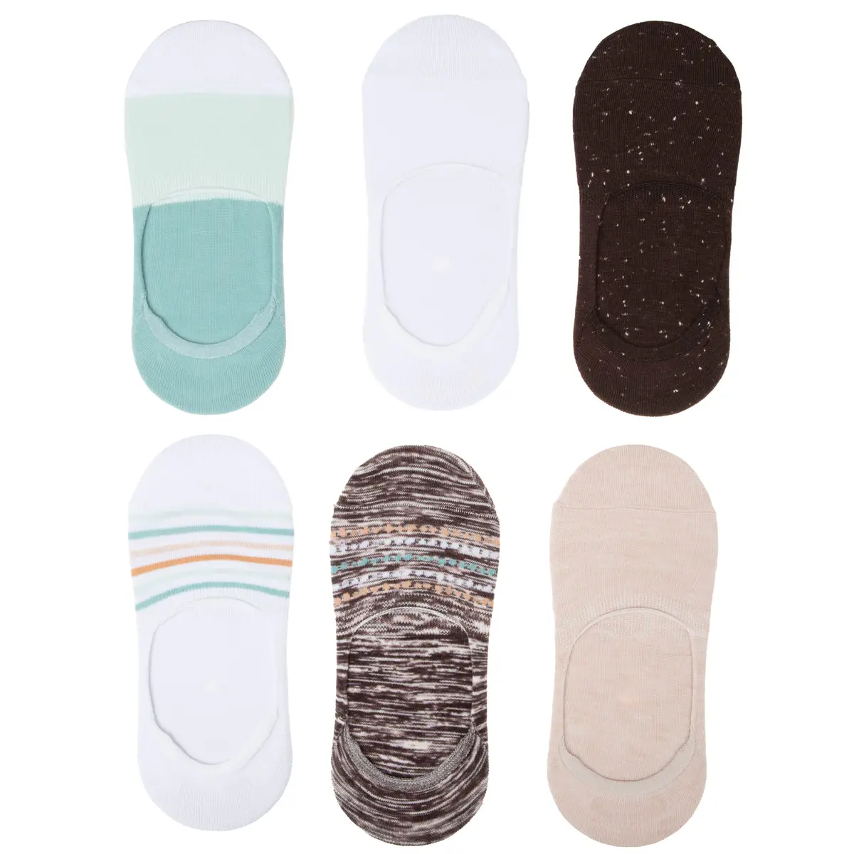 Bearpaw Pawz Women's 6 Pack Invisible Thin No Show Liner Socks Ultra Low Loafer Hidden Liner Socks - Flat Socks For Women 1
