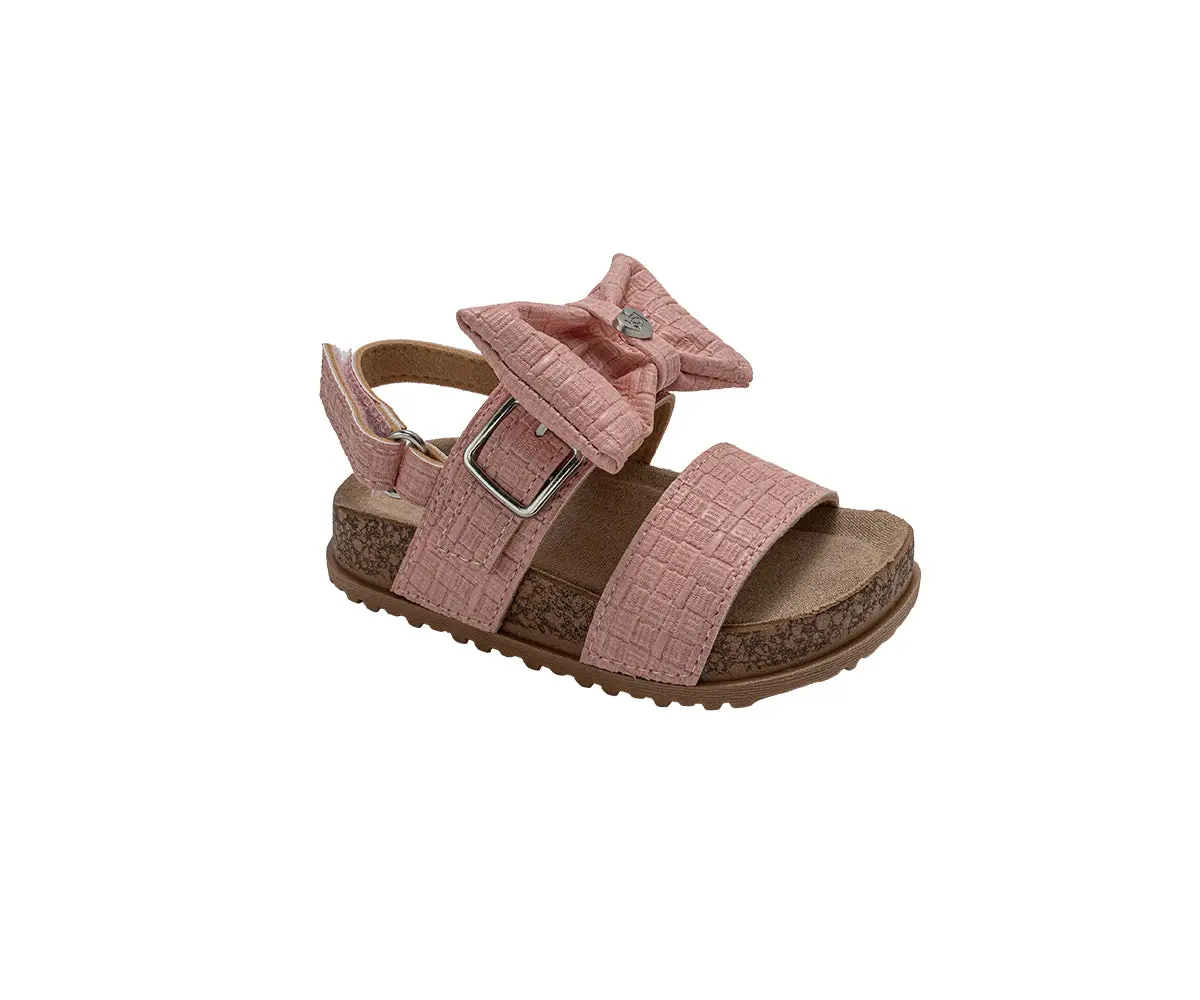Pixie Bloom Toddler Girl's Sandals – Cute Footbed Sandals And Flat Summer Shoes With Puffy Bow 1