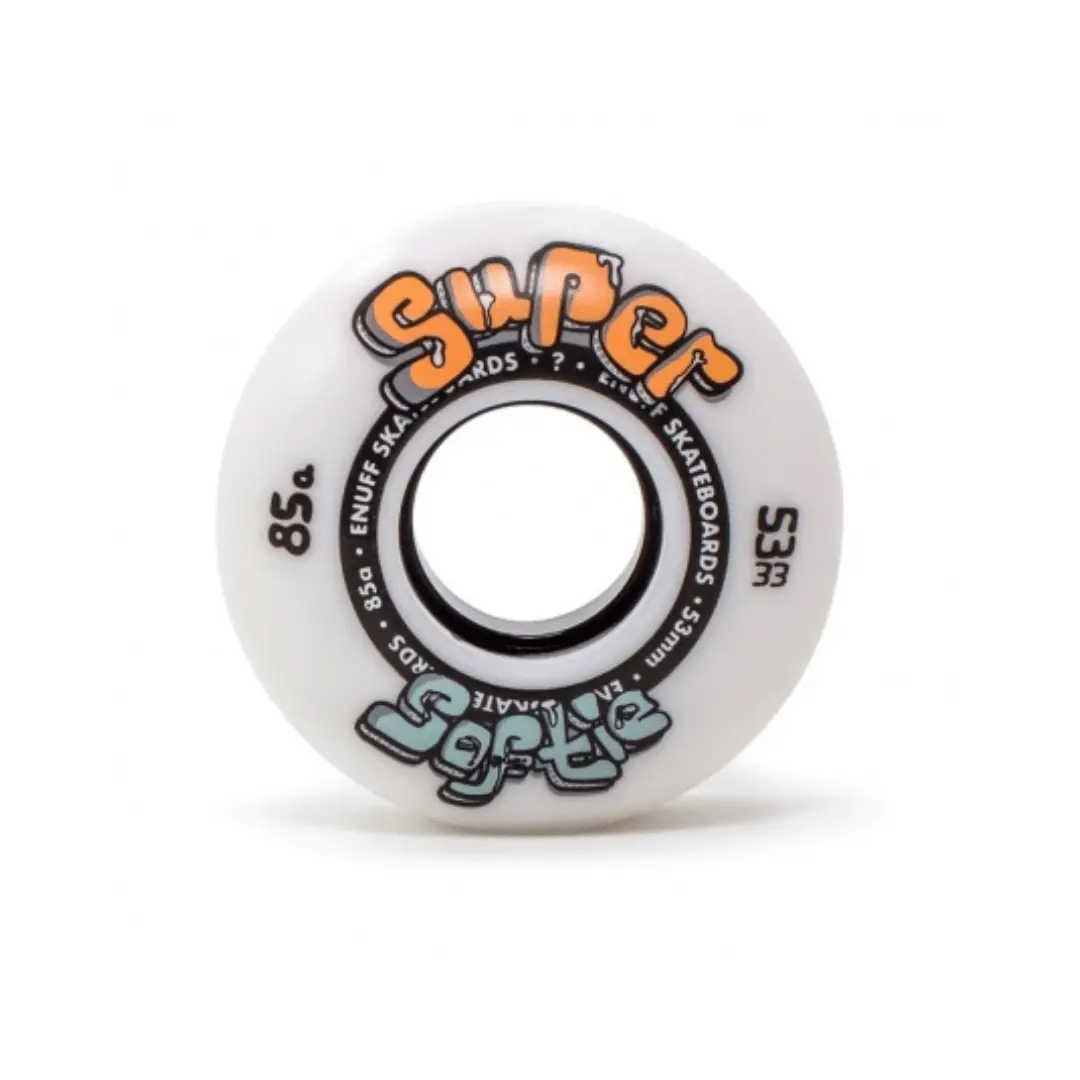 Enuff Super Softie Skateboard Wheels, White 53Mm 1