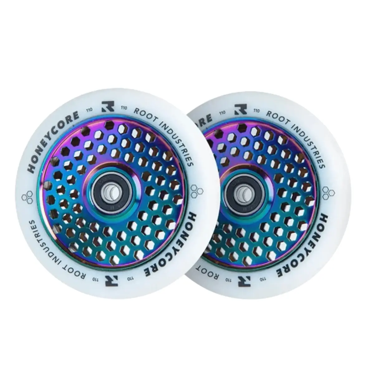 Root Honeycore Pro Scooter Wheels 110Mm, White/Neochrome 1