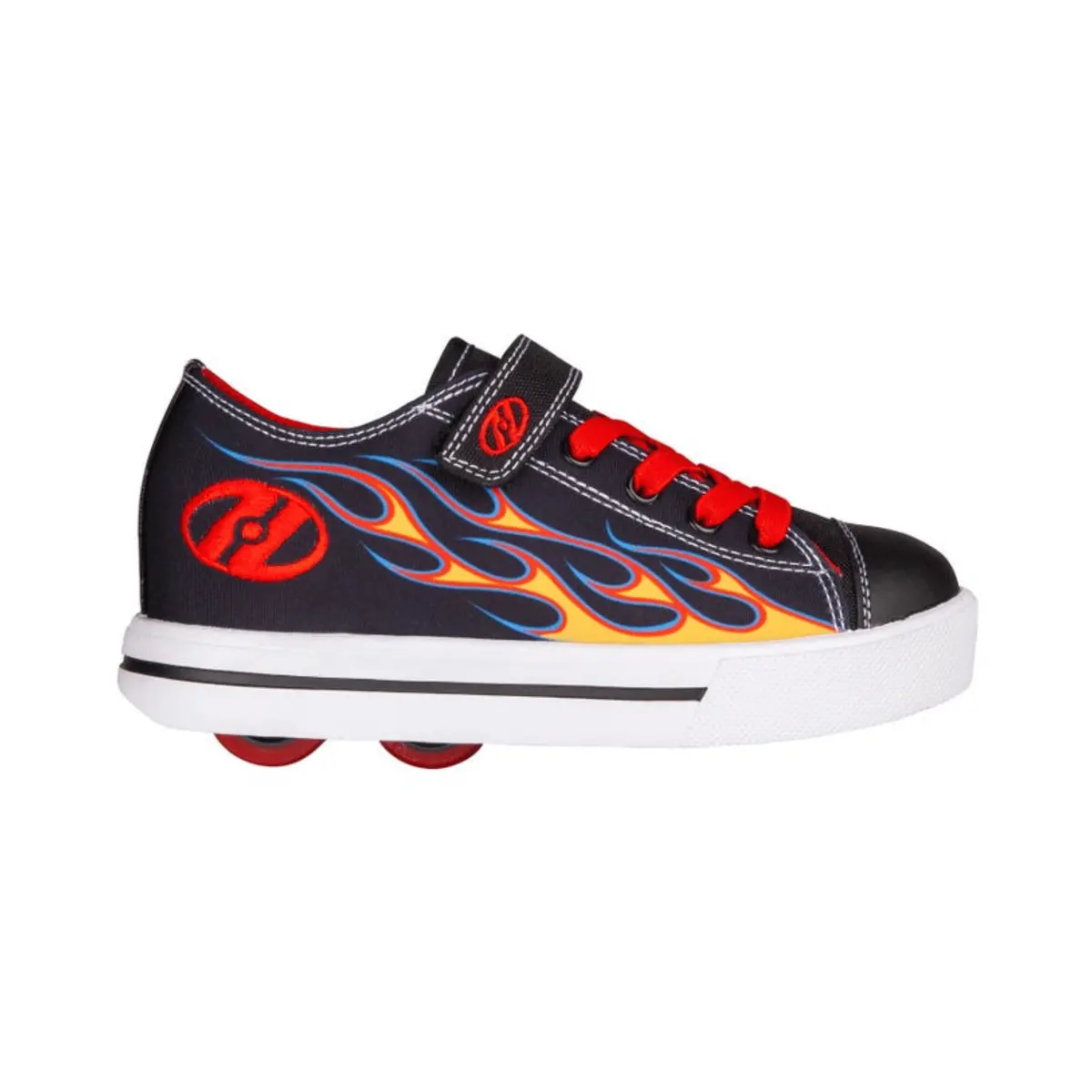 Heelys Snazzy, Black/Yellow/Red Flame 1
