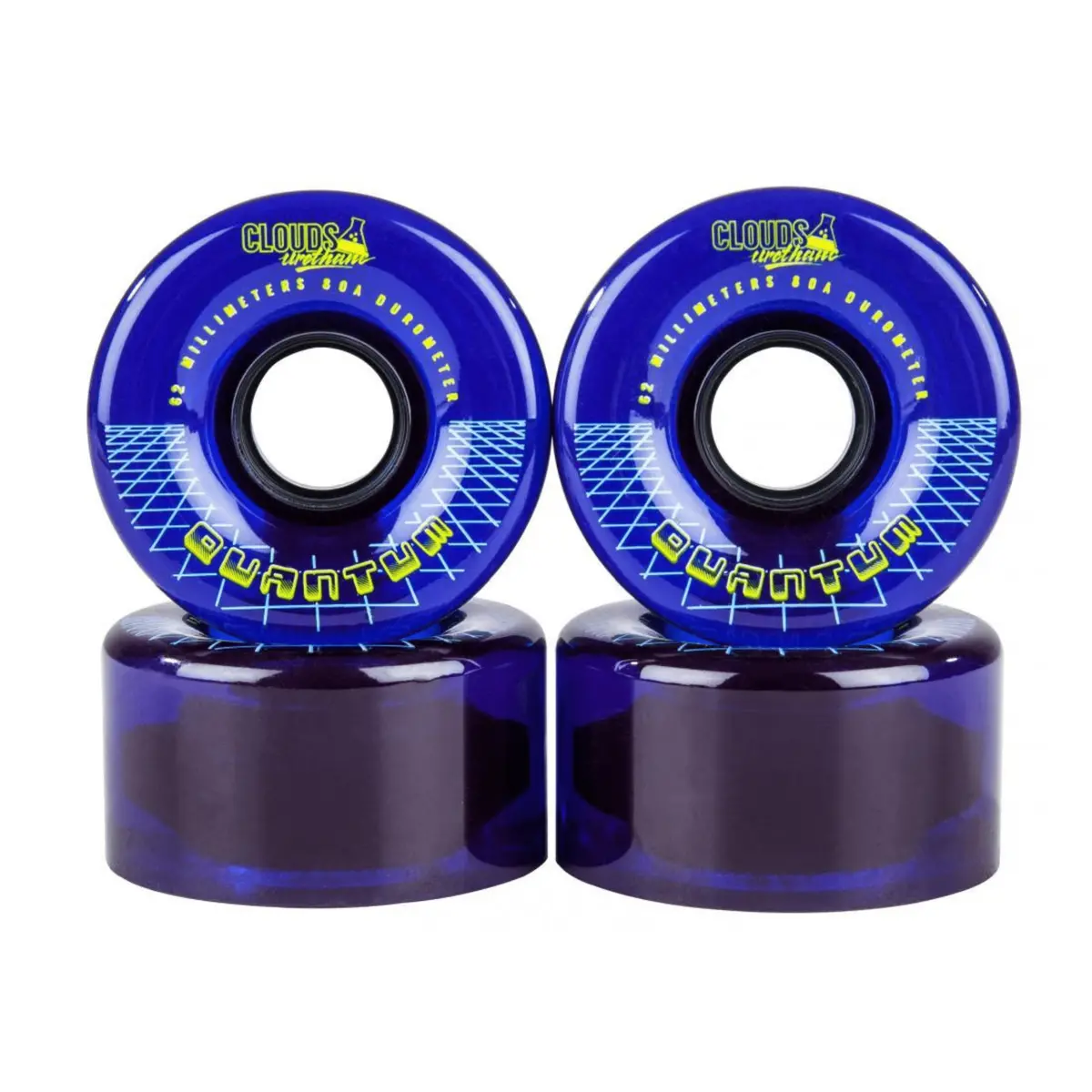 Clouds Urethane Wheels Quantum 62Mm 80A (Pk 4), Clear Blue 1