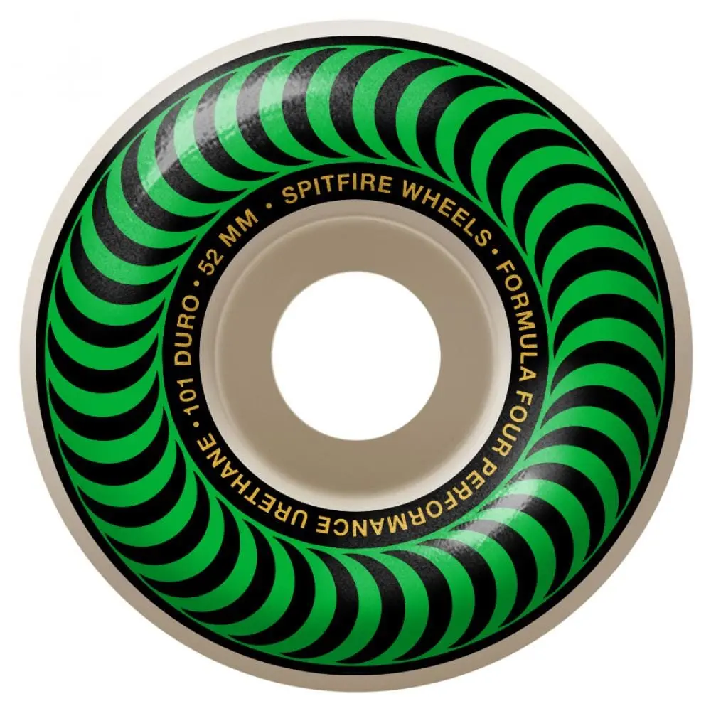 Spitfire Fomula Four Classic Green 101 Skateboard Wheels, 52Mm 1