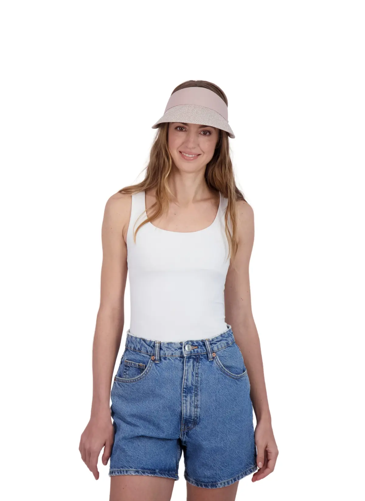 Tahari Women's Marled Straw Visor Hat With Fabric Band 3