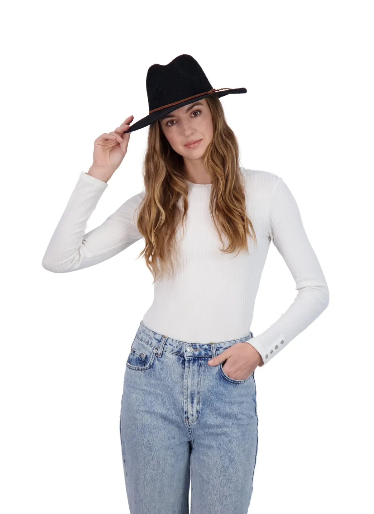 Tahari Women's Packable Diamond Patterned Fabric Panama Hat 1