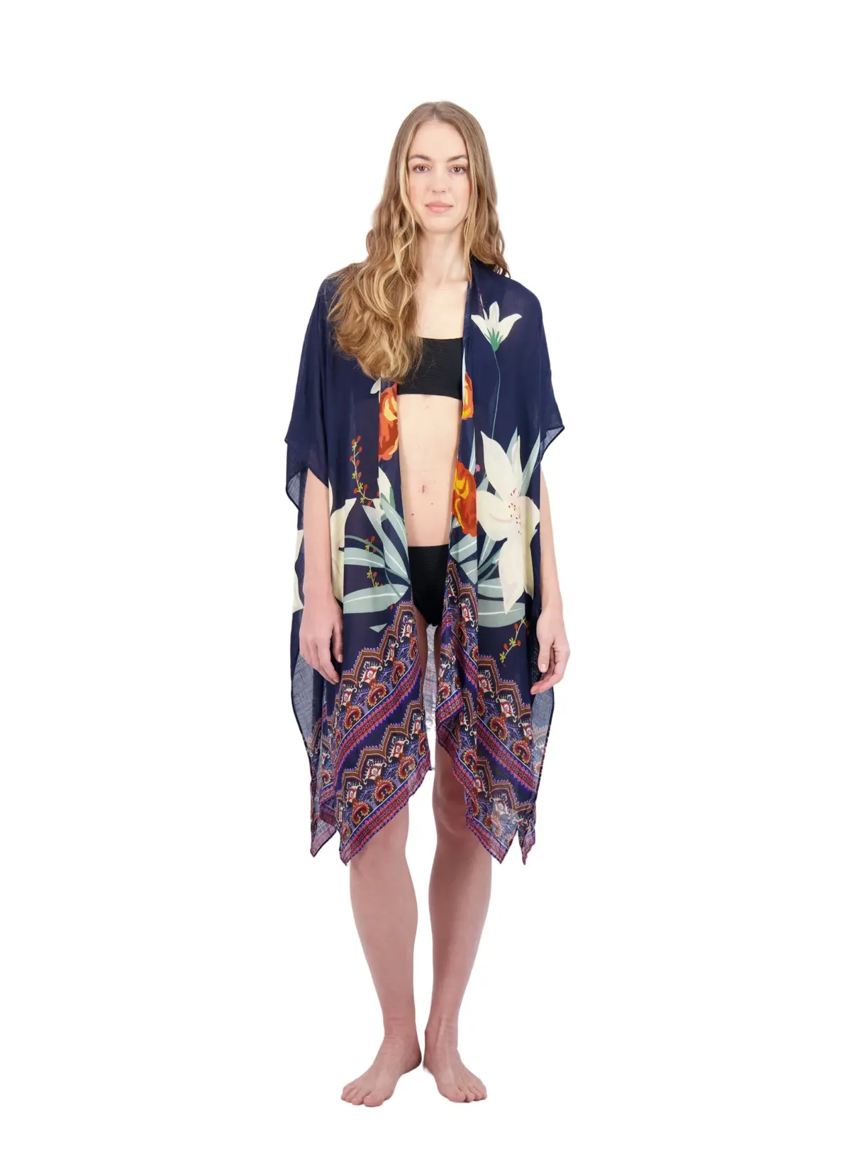 Tahari Women's 100% Viscose Lightweight Tropical Print Kimono 1