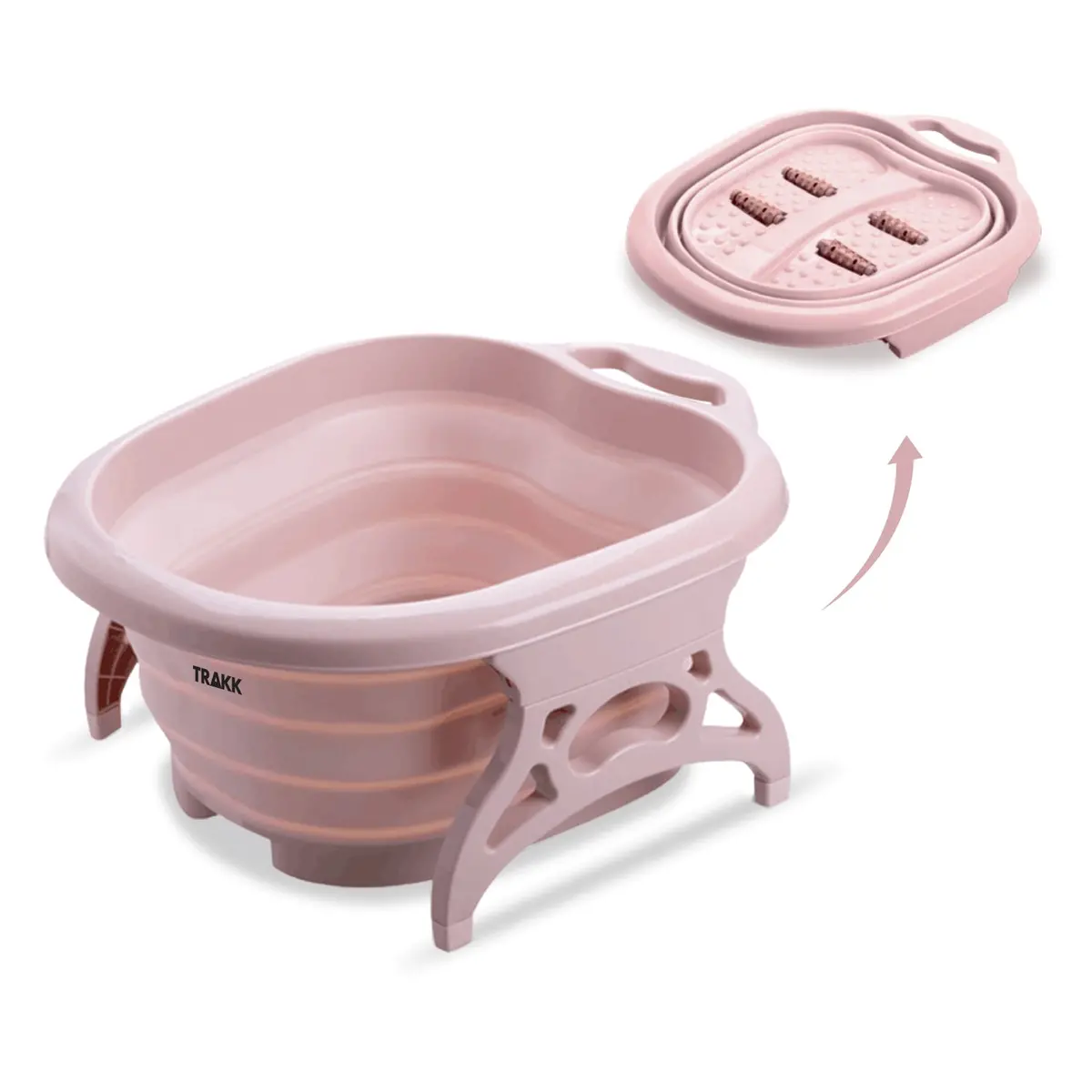 Trakk Foot Spa- Soaking Bath Tub With Rollers- Collapsible- Pink 1