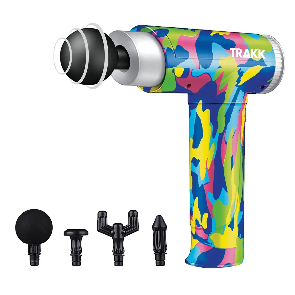 Trakk Sport Deep Tissue Handheld Athlete Massage Gun With 4 Speeds, 4 Head Attachments, And Rechargeable Battery For Sore And Tense Muscle Relaxation 1