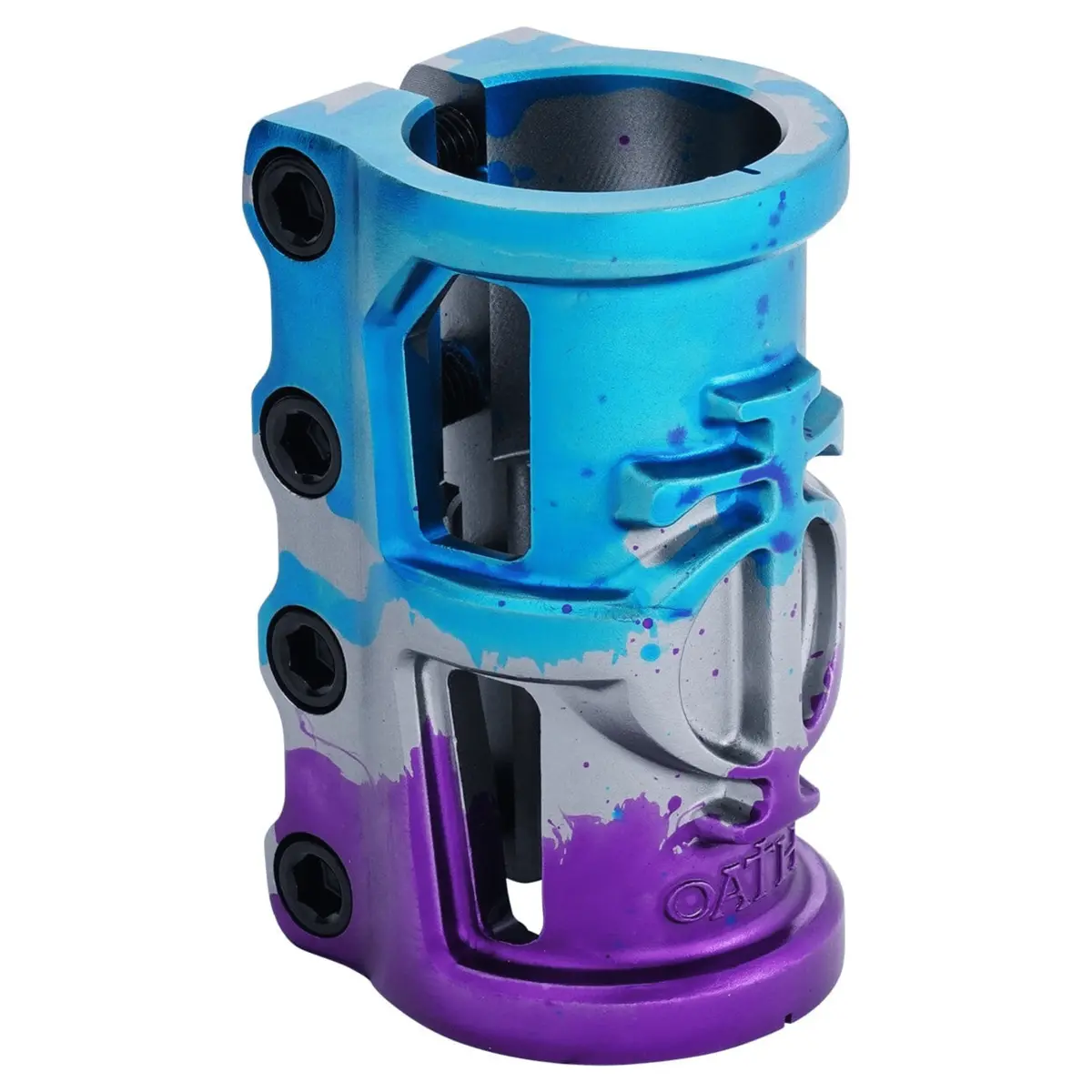 Oath Cage V2 Scs 4 Bolt Scooter Clamp, Purple/Blue/Titanium 1