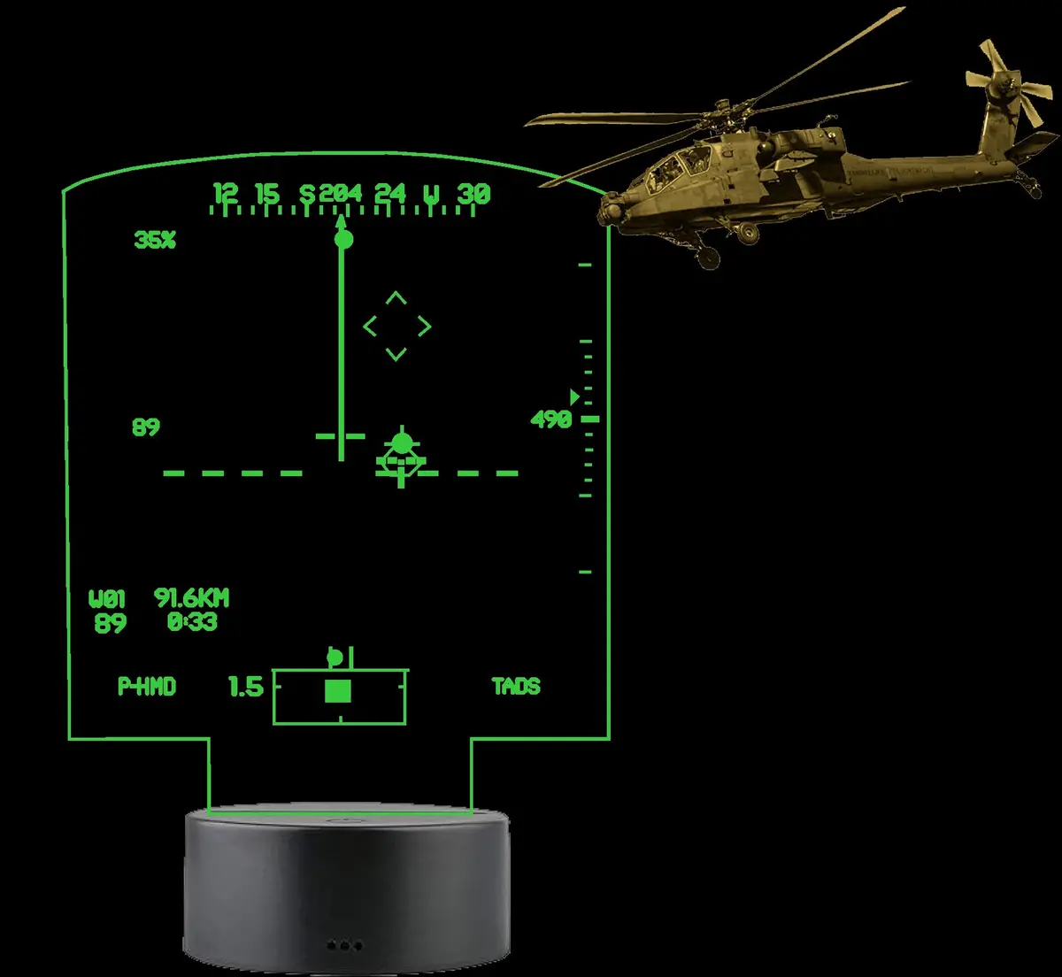 Ah-64 Apache Ihadss Heads Up Display Led Sign — Pilot Gift Aviation Decor 1