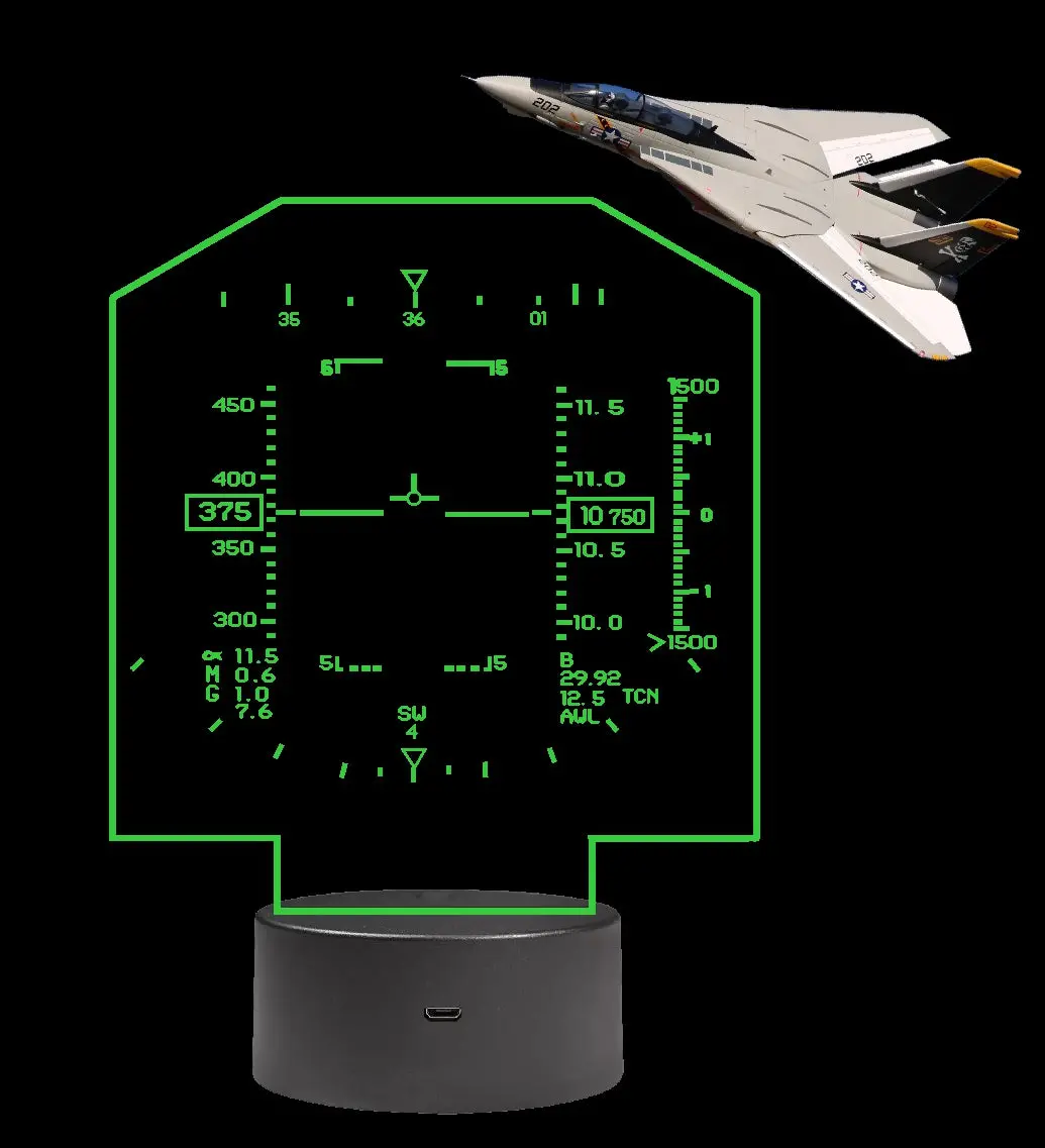 F-14 Tomcat Hud Led Sign — Navy Pilot Gift Top Gun Aviation Decor 1