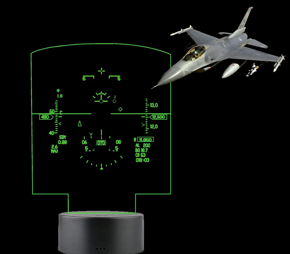 F-16 Viper Hud Led Sign — Pilot Gift Aviation Decor Dcs World Flight Sim 1
