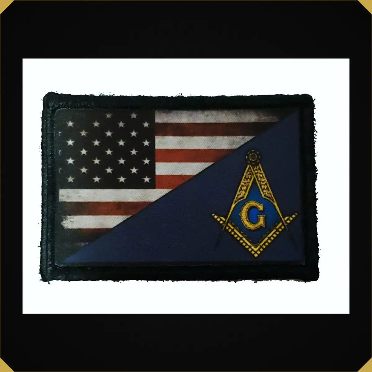 Masonic Compass / Usa Flag Morale Patch 1