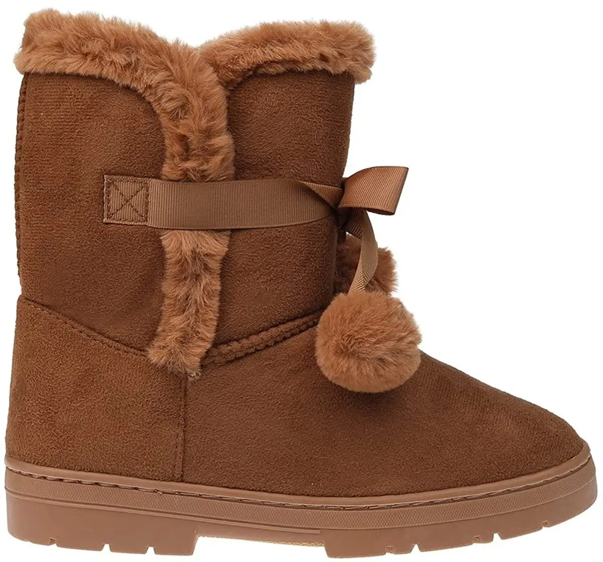 Fifth & Luxe Womens Comfortable And Warm Microsuede Winter Boot With Pom Pom Bow 1