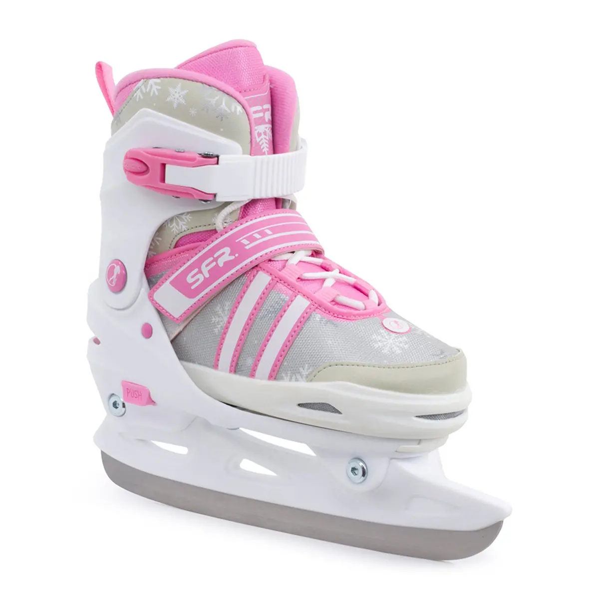 Sfr Nova Adjustable Ice Skates - White/Pink 1