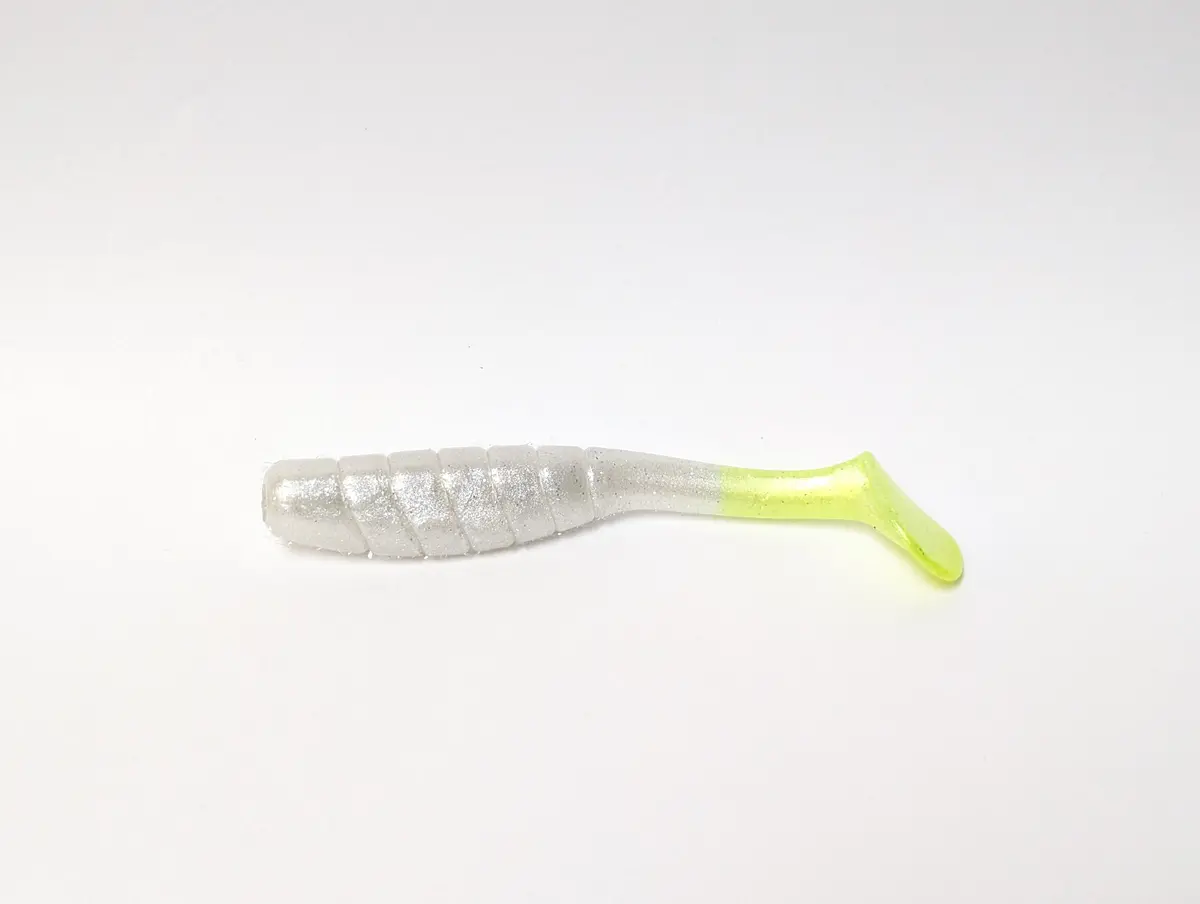 3.5" Mighty Mullet Paddle Tail 7-Pack "Specktacular W/ Chartreuse Tail" 1