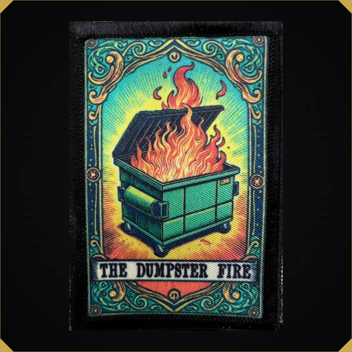 The Dumpster Fire Funny Tarot Card Morale Patch 1