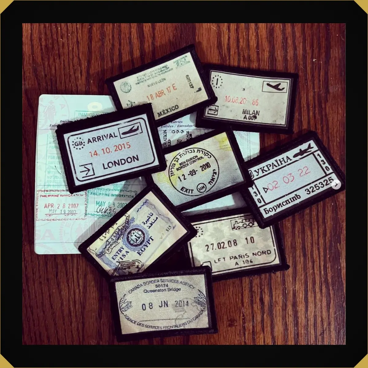 Vintage Passport Stamp Patch Collection 1