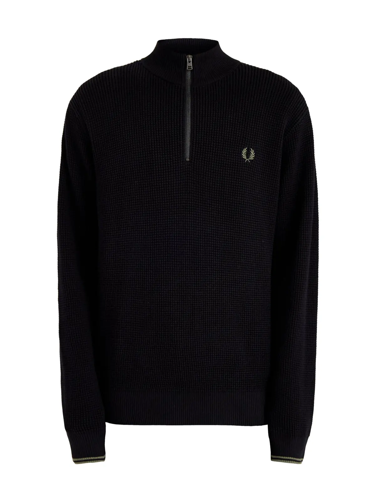 Waffle Stitch Half Zip Jumper Black 1