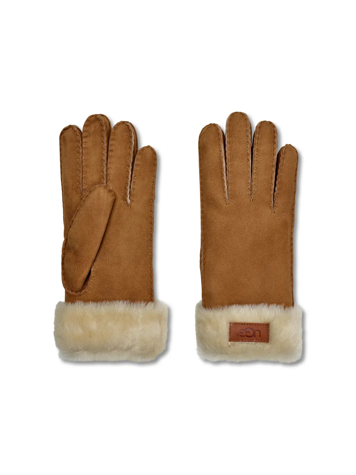 Turn Up Cuff Mittens Chestnut Leather 1