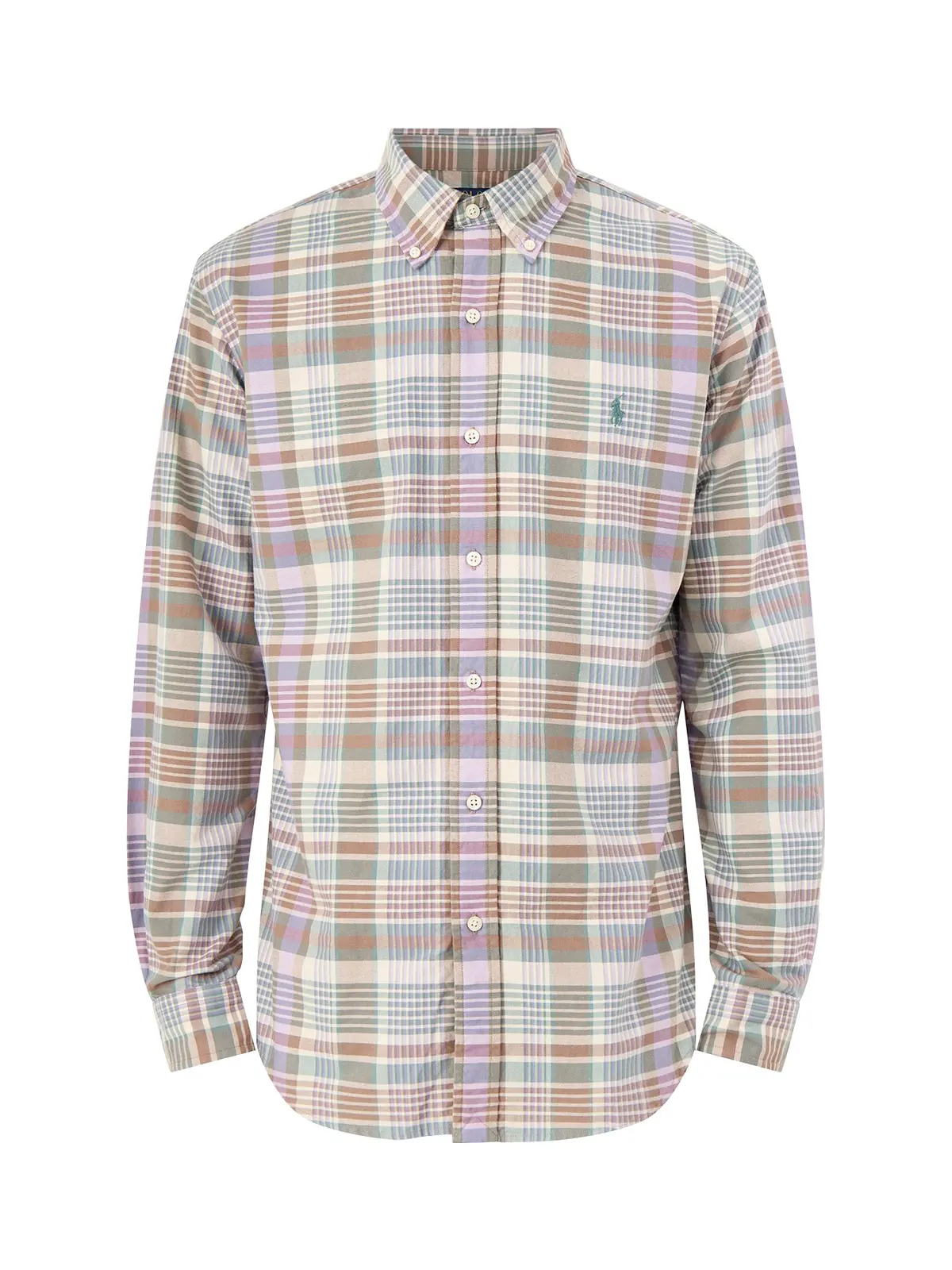 Custom Fit Check Oxford Shirt Khaki Green Multi 1