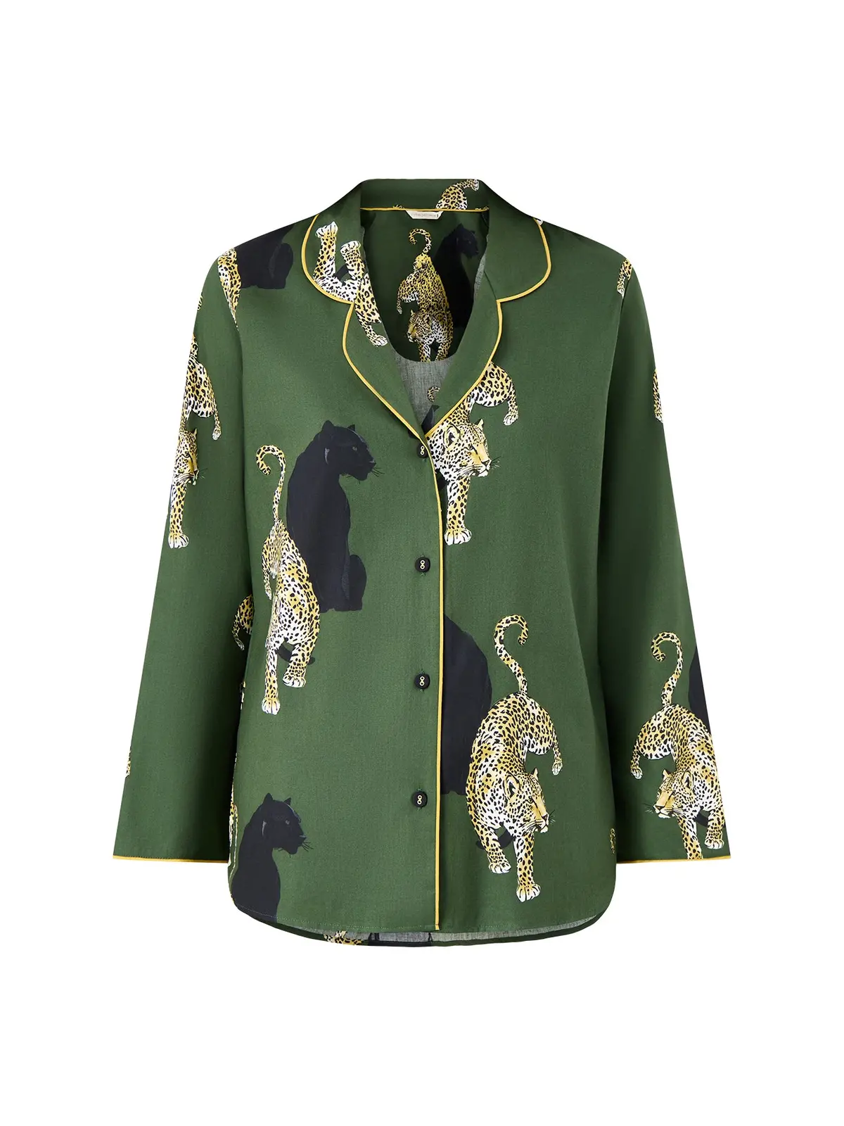 Leopard Print Pyjama Top Olive Green 1