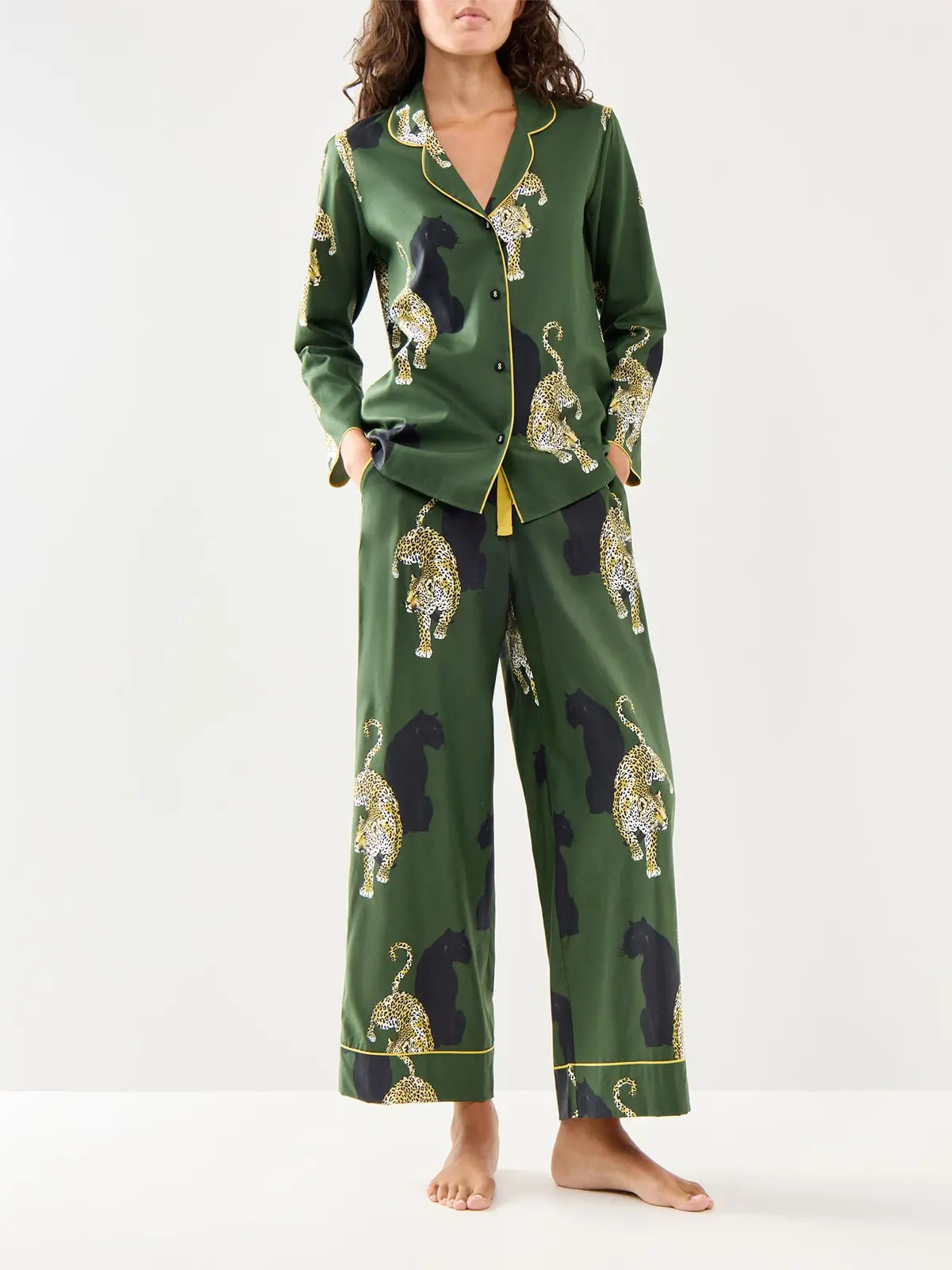 Leopard Print Pyjama Top Olive Green 2