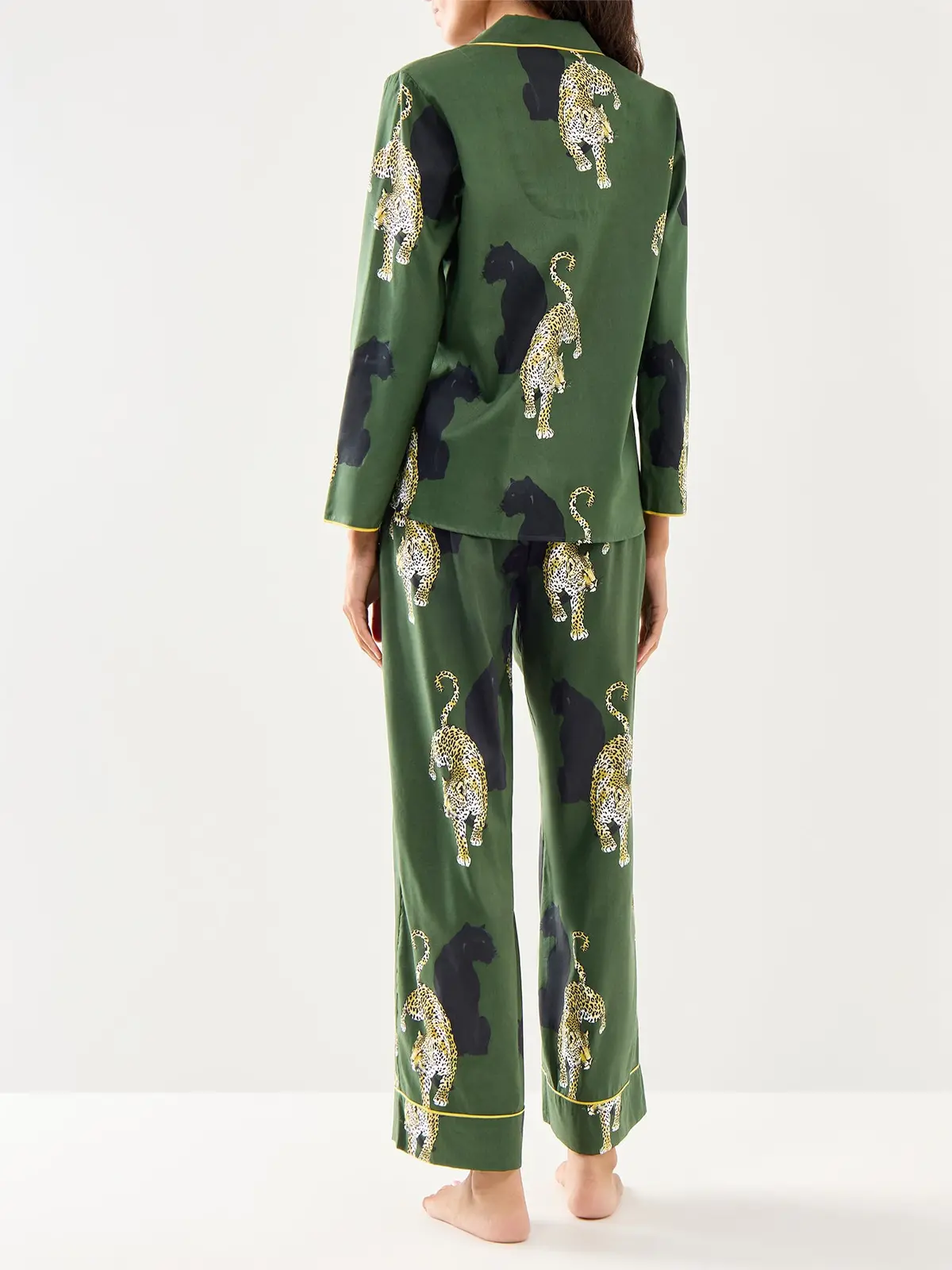 Leopard Print Pyjama Top Olive Green 3