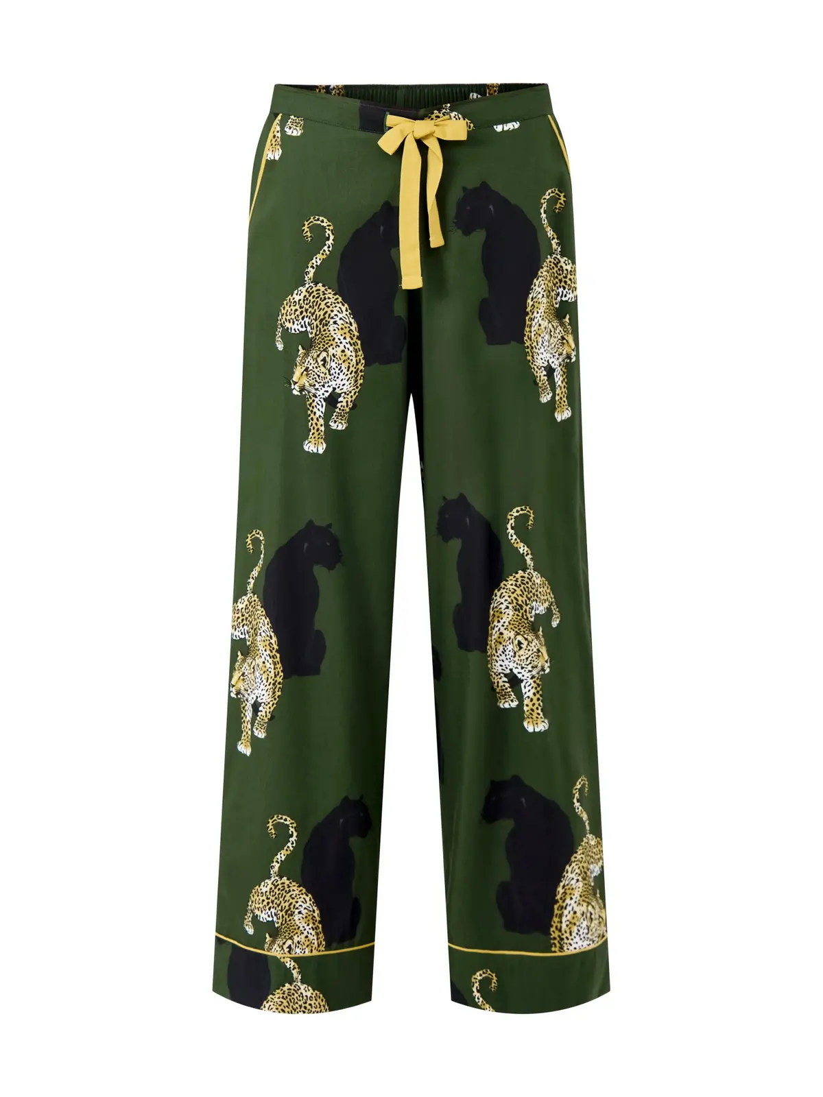 Leopard Print Pyjama Bottoms Olive Green 1