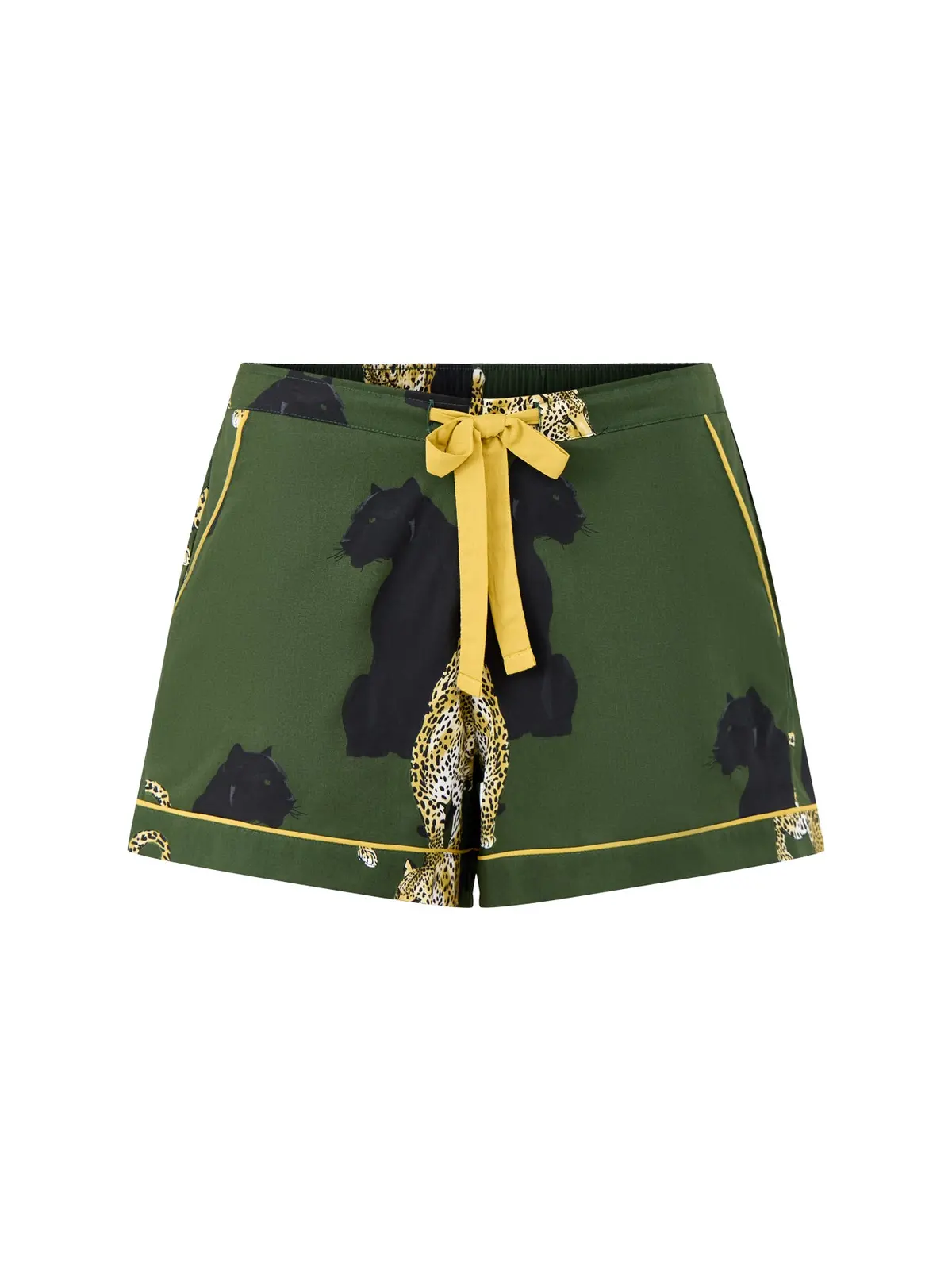 Leopard Print Shorts Olive Green 1