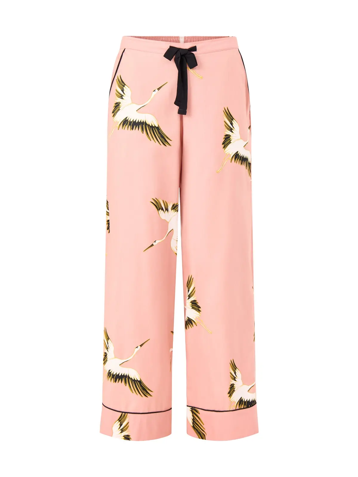 Crane Bird Cotton Pyjama Bottoms Pink 1