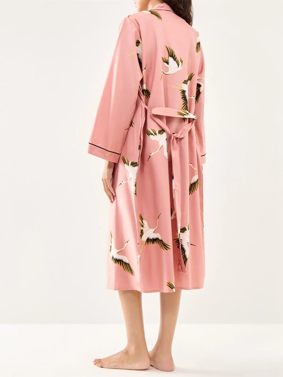 Crane Bird Dressing Gown Pink 3