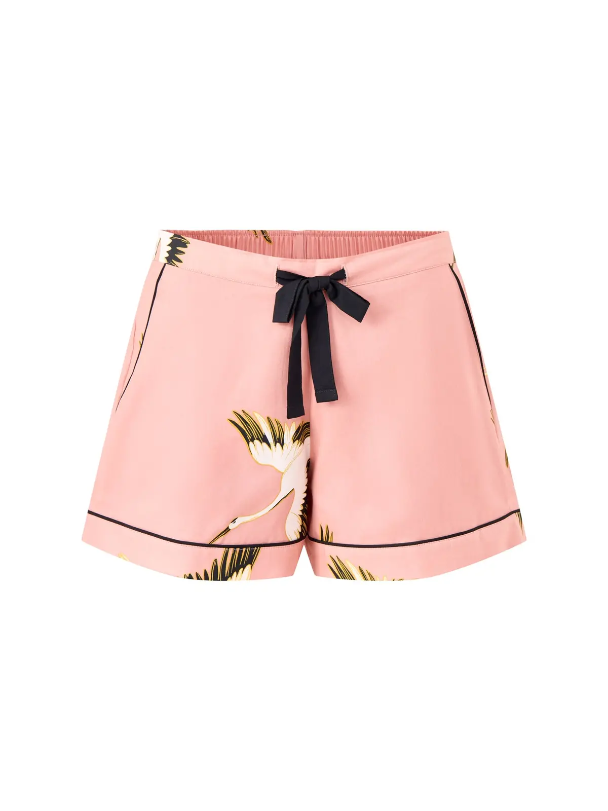 Crane Bird Cotton Shorts Pink 1