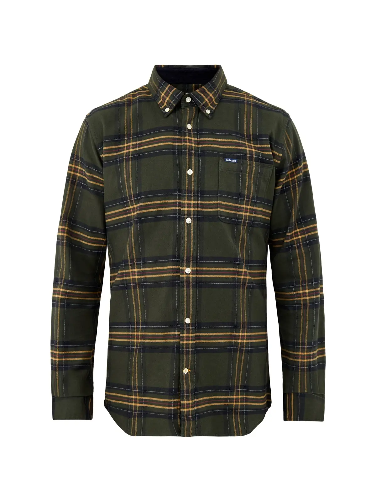 Portdown Tailored Cotton Checked Shirt Olive 1
